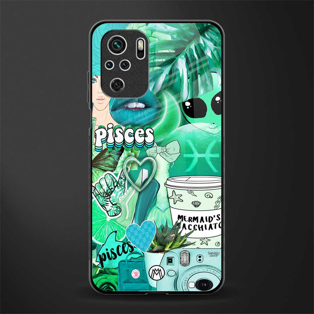 pisces aesthetic collage glass case for redmi note 10 image