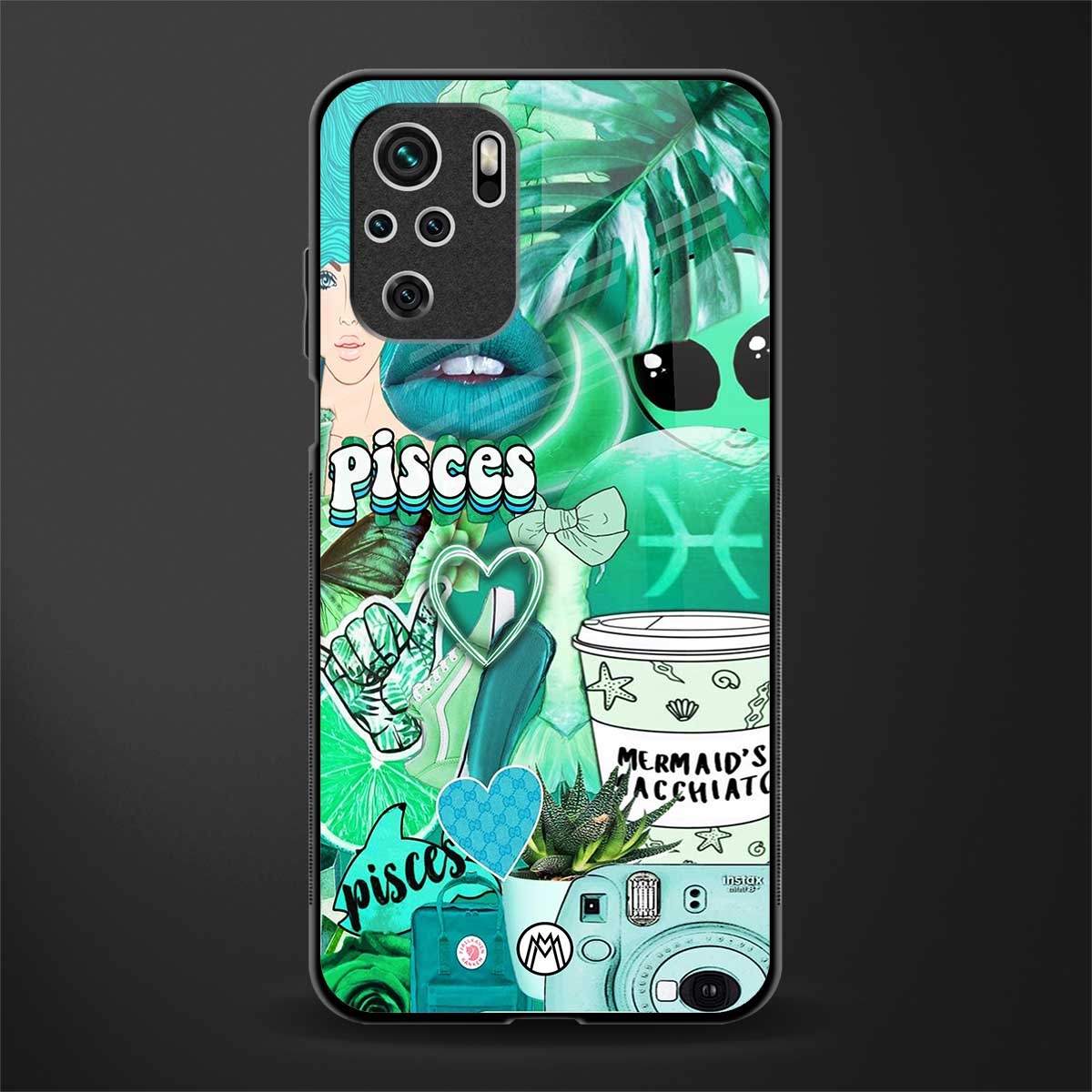 pisces aesthetic collage glass case for redmi note 10 image