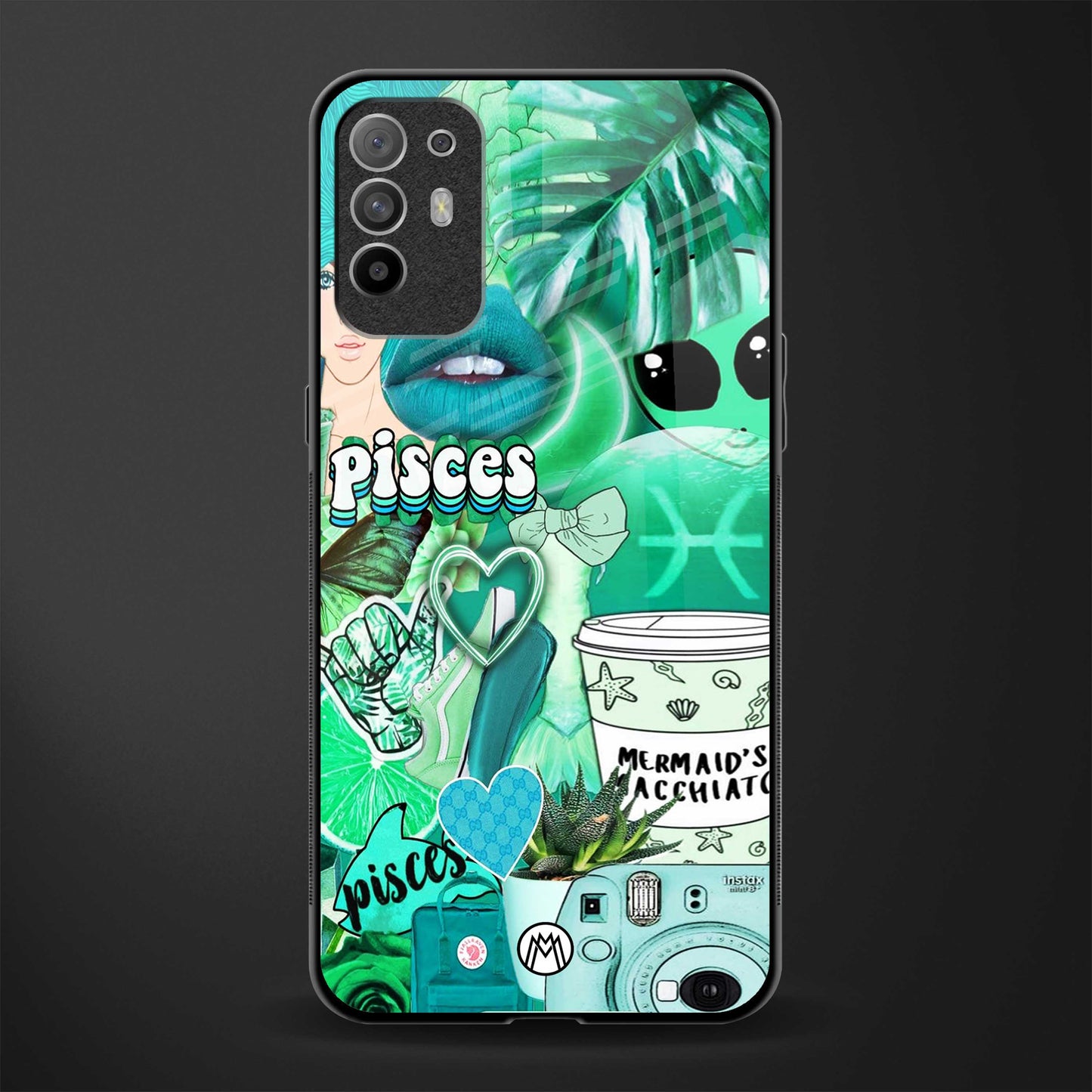 pisces aesthetic collage glass case for oppo f19 pro plus image