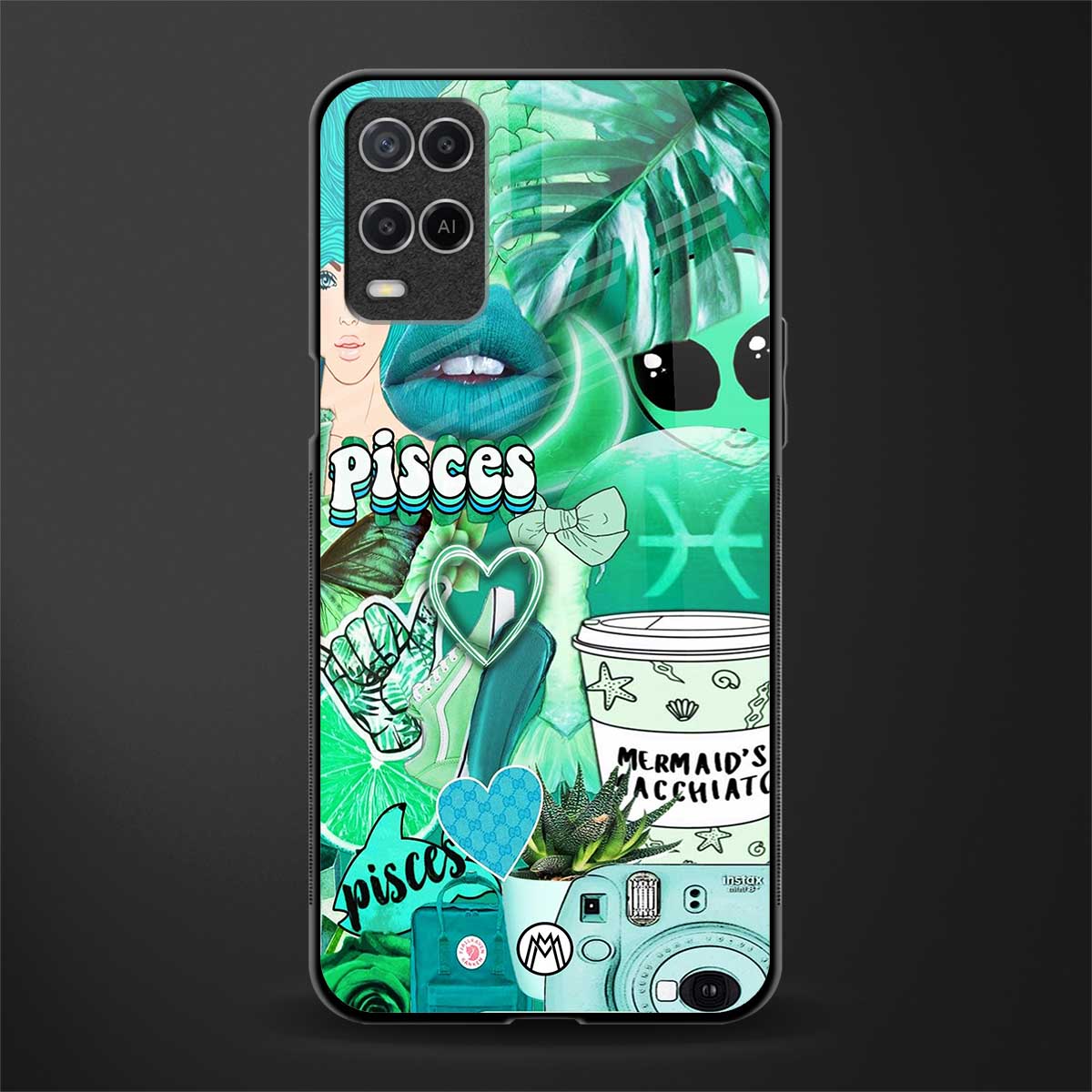 pisces aesthetic collage glass case for oppo a54 image