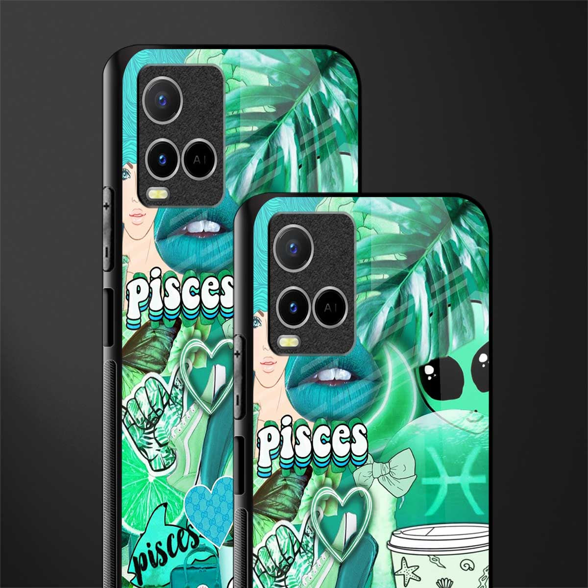 pisces aesthetic collage glass case for vivo y21t image-2