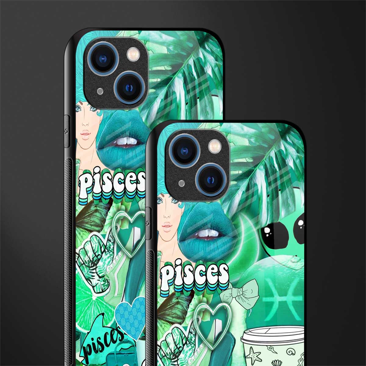 pisces aesthetic collage glass case for iphone 13 image-2