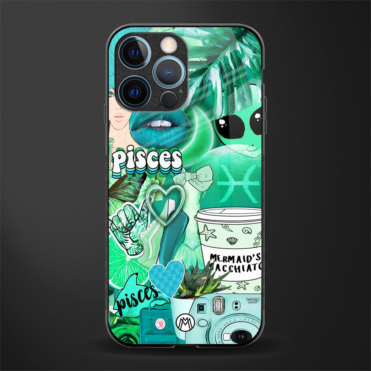 pisces aesthetic collage glass case for iphone 13 pro image