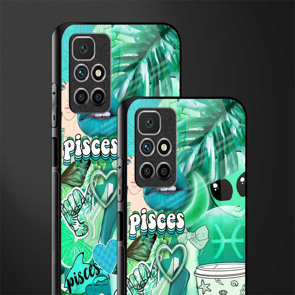 pisces aesthetic collage glass case for redmi 10 prime image-2
