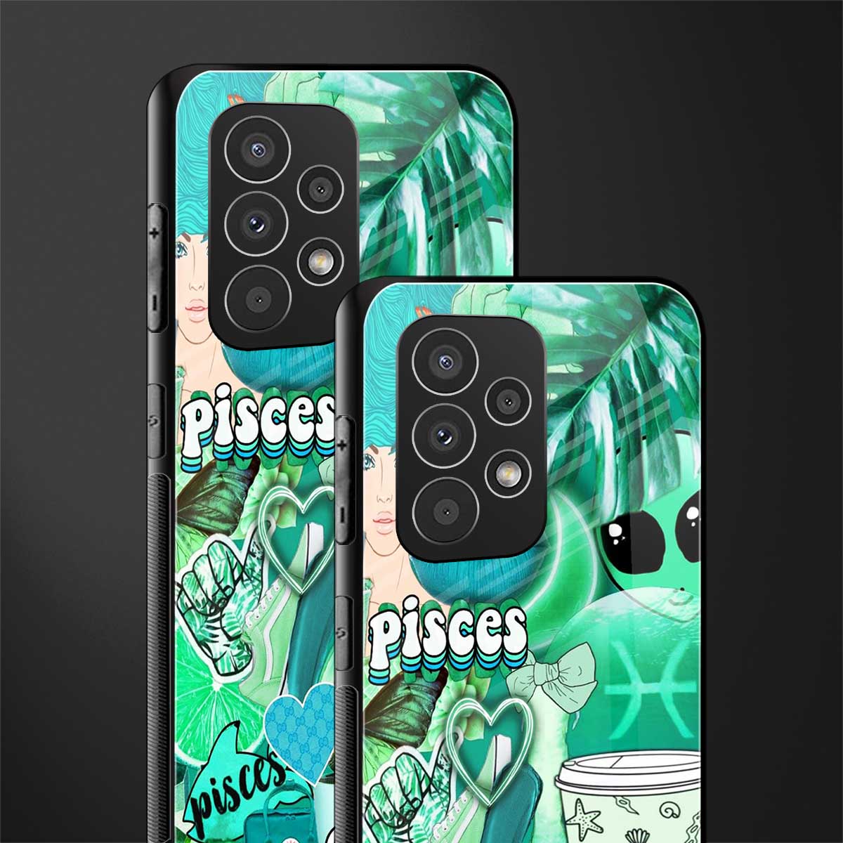 pisces aesthetic collage back phone cover | glass case for samsung galaxy a53 5g