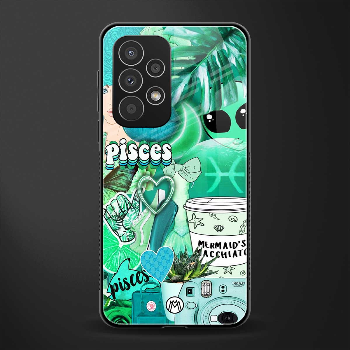 pisces aesthetic collage back phone cover | glass case for samsung galaxy a73 5g