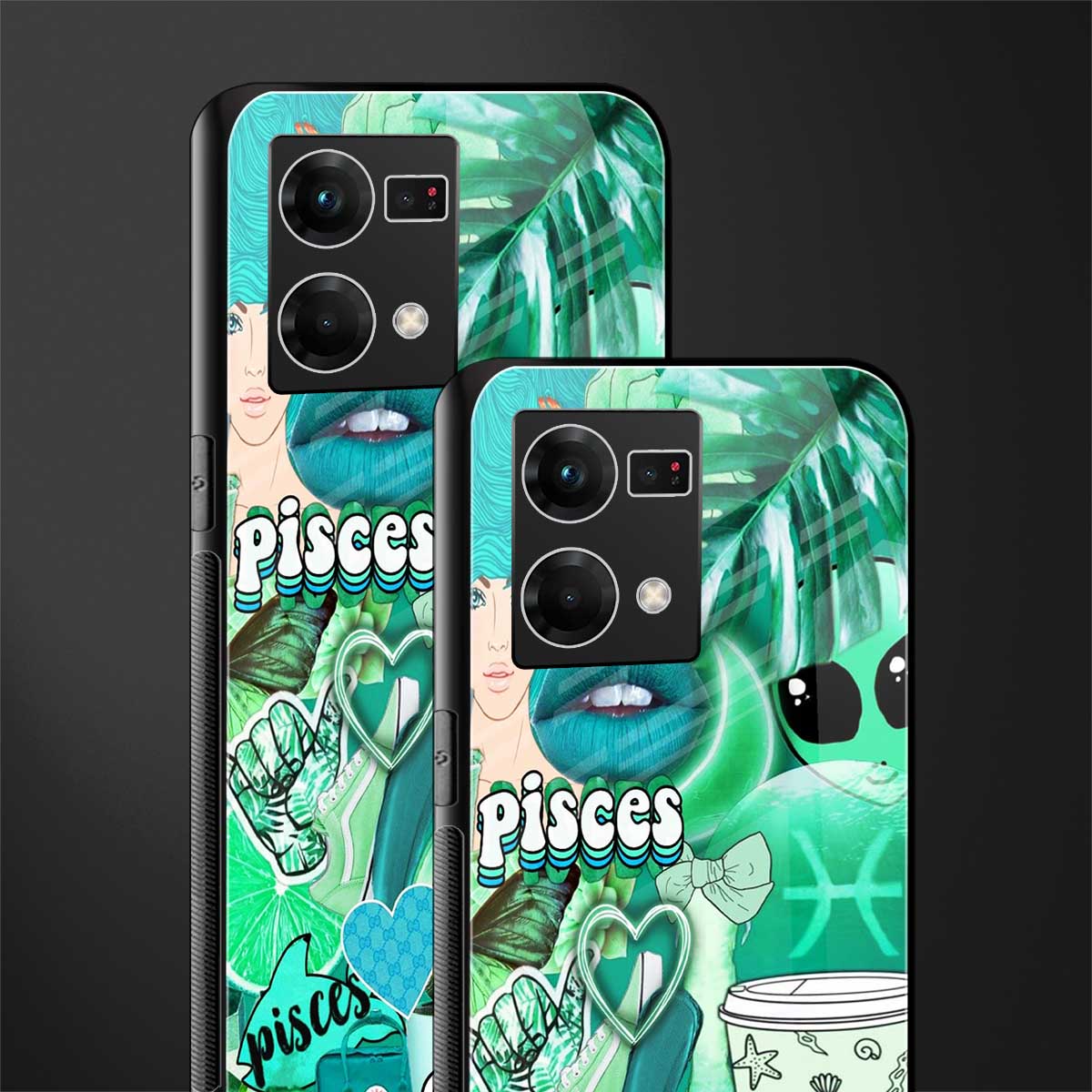 pisces aesthetic collage back phone cover | glass case for oppo f21 pro 4g