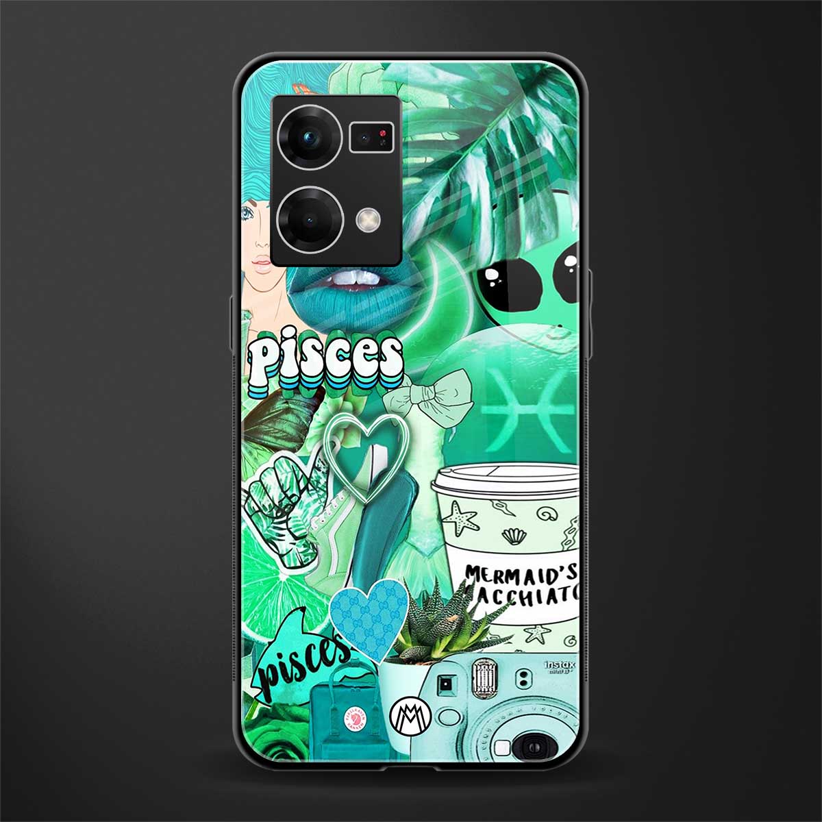 pisces aesthetic collage back phone cover | glass case for oppo f21 pro 4g