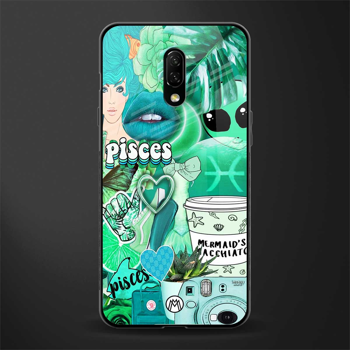 pisces aesthetic collage glass case for oneplus 7 image