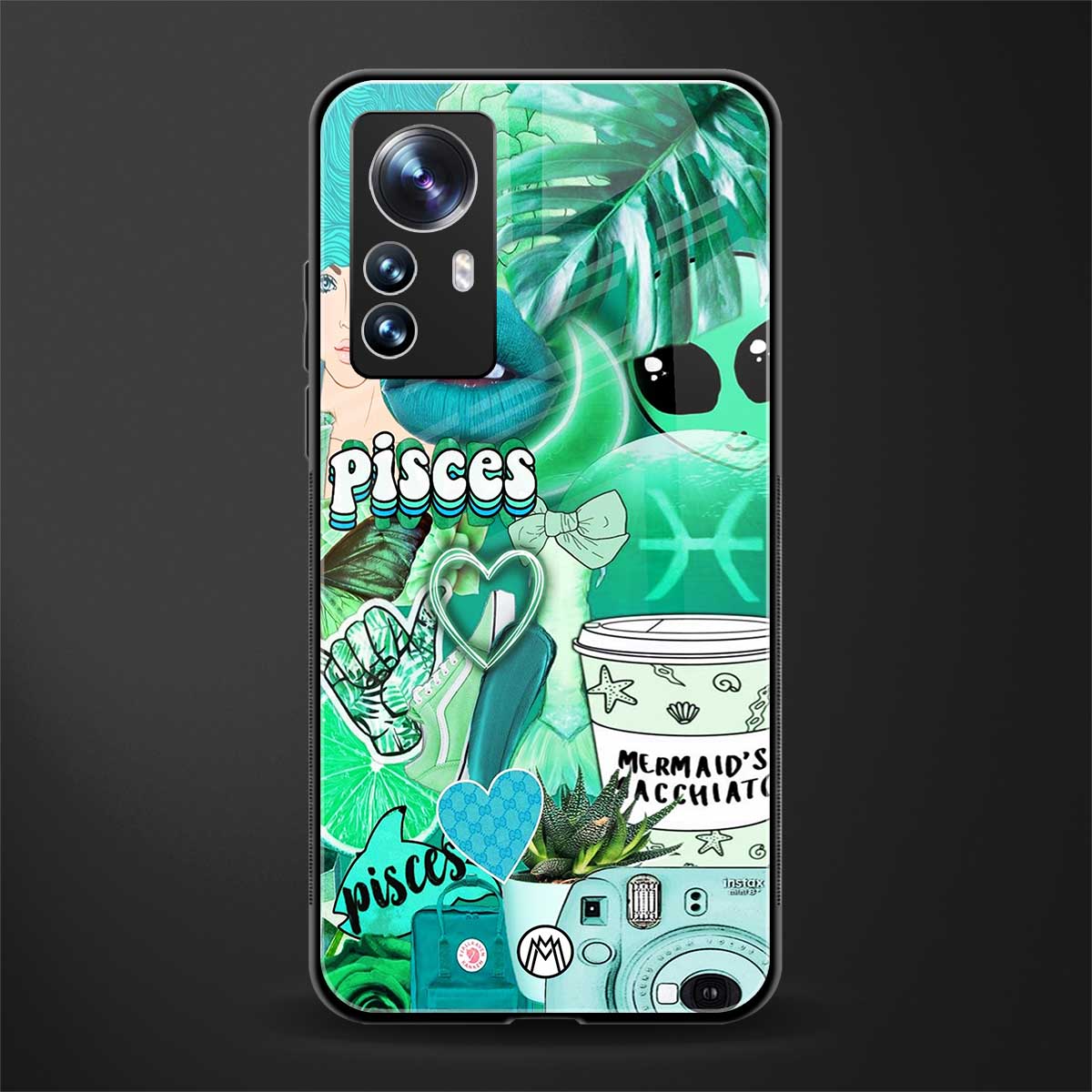 pisces aesthetic collage back phone cover | glass case for xiaomi 12 pro