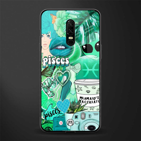 pisces aesthetic collage glass case for oneplus 6 image