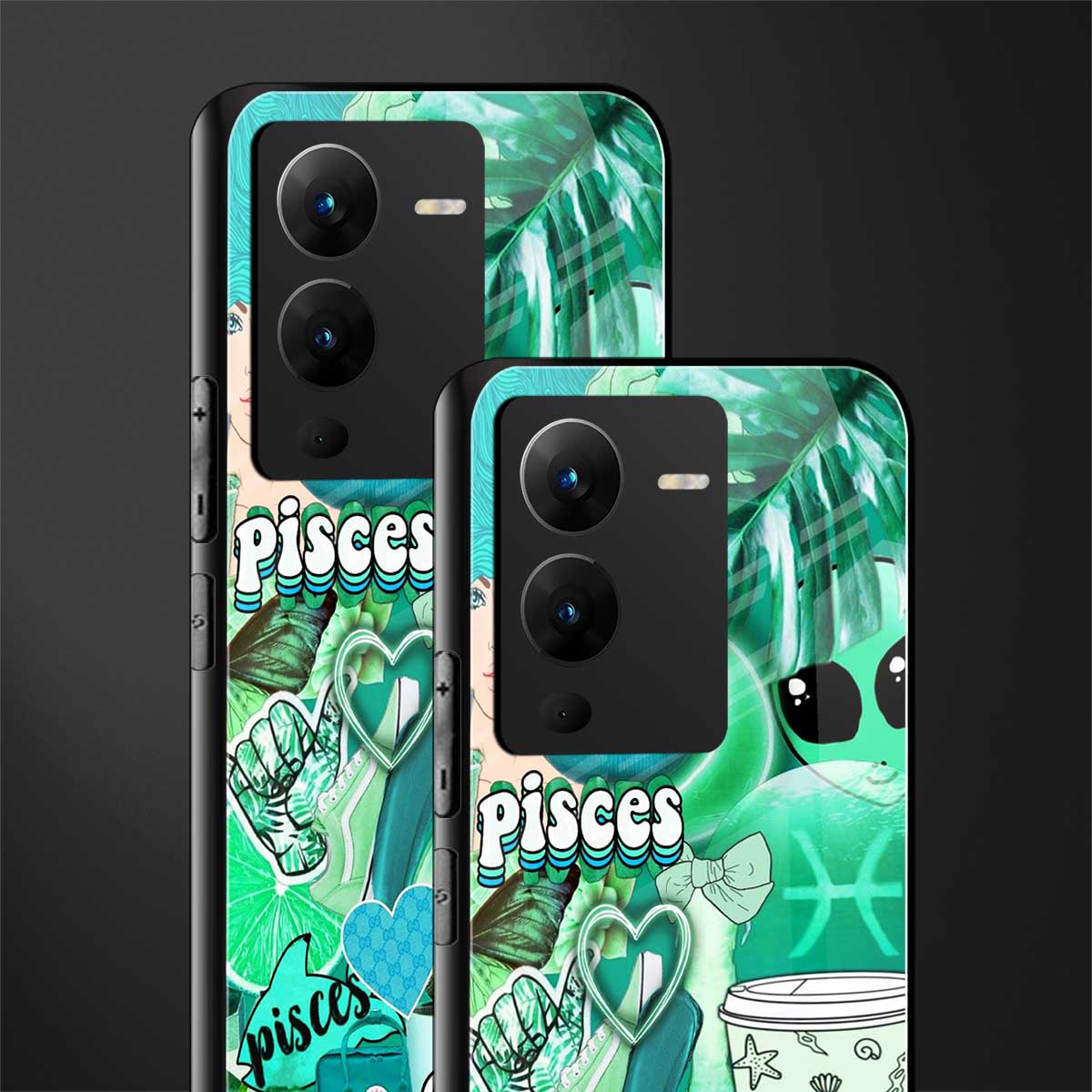 pisces aesthetic collage back phone cover | glass case for vivo v25 pro 5g