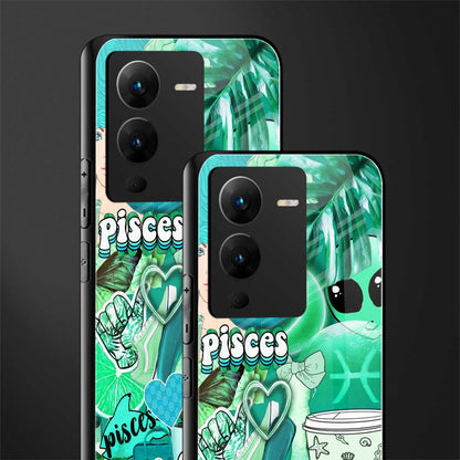 pisces aesthetic collage back phone cover | glass case for vivo v25 pro 5g