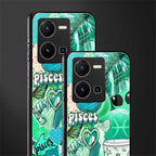 pisces aesthetic collage back phone cover | glass case for vivo y35 4g