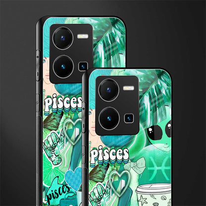 pisces aesthetic collage back phone cover | glass case for vivo y35 4g