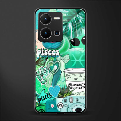 pisces aesthetic collage back phone cover | glass case for vivo y35 4g
