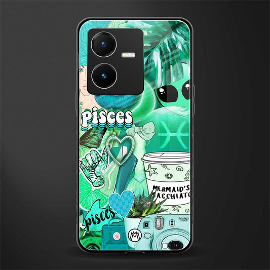 pisces aesthetic collage back phone cover | glass case for vivo y22