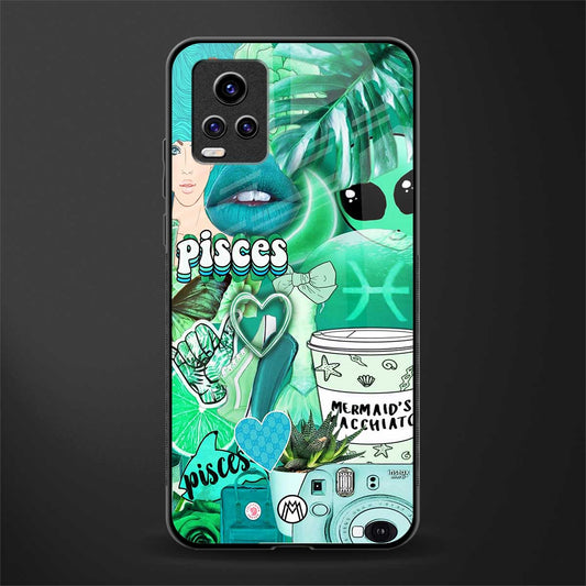 pisces aesthetic collage back phone cover | glass case for vivo v21e 4g