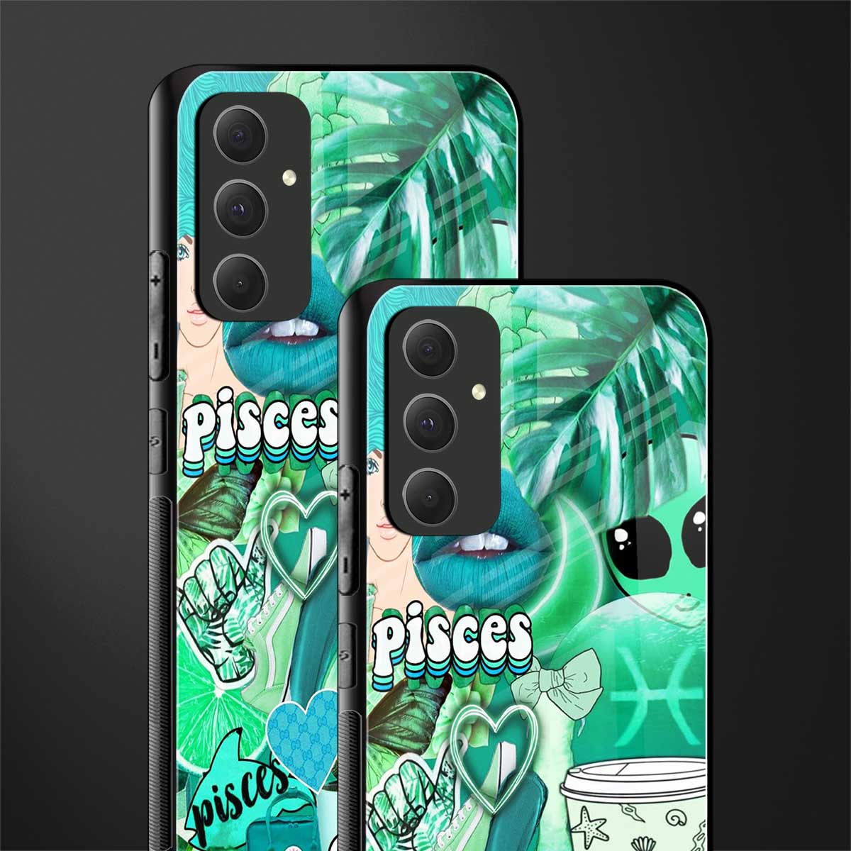 pisces aesthetic collage back phone cover | glass case for samsung galaxy a54 5g