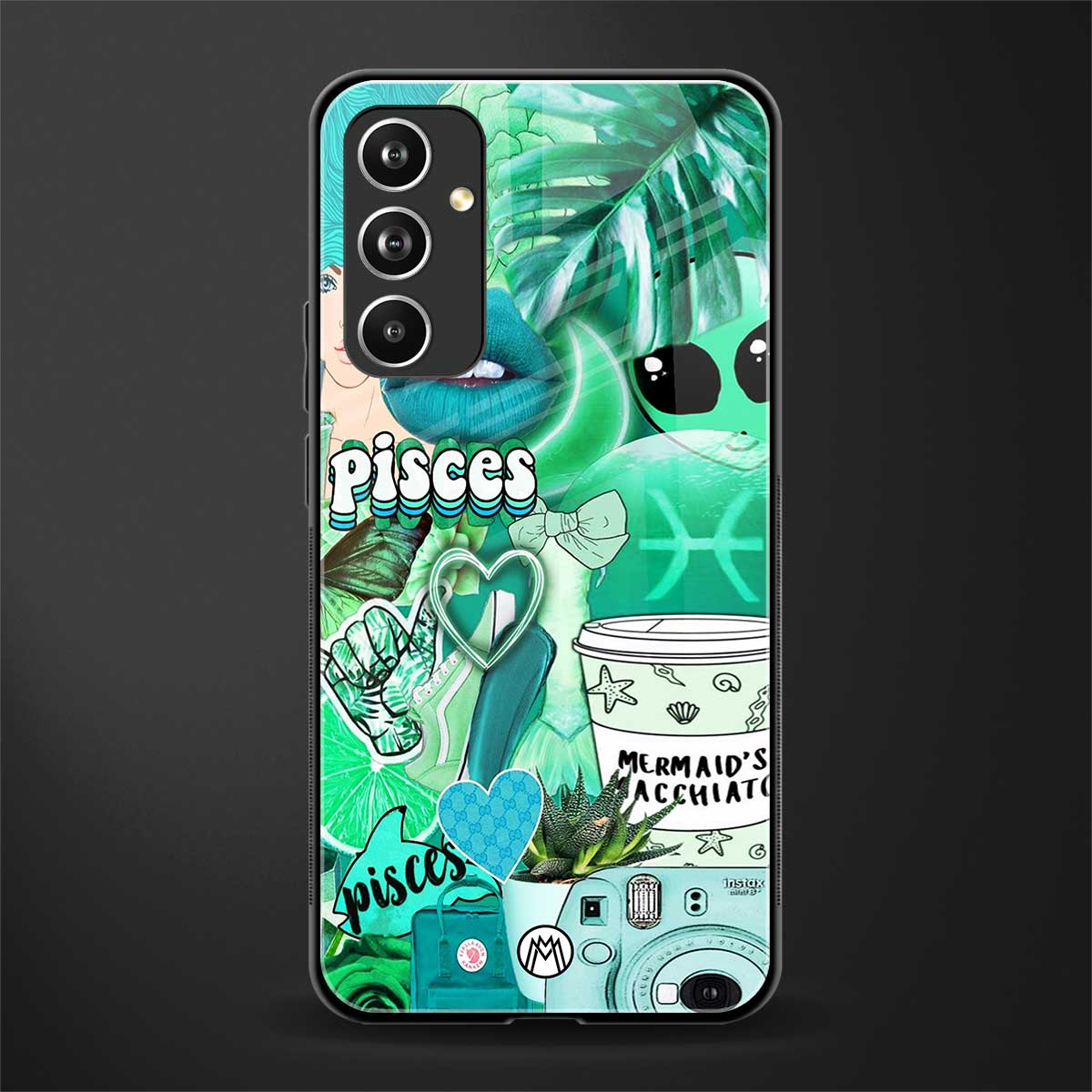 pisces aesthetic collage back phone cover | glass case for samsung galaxy a54 5g