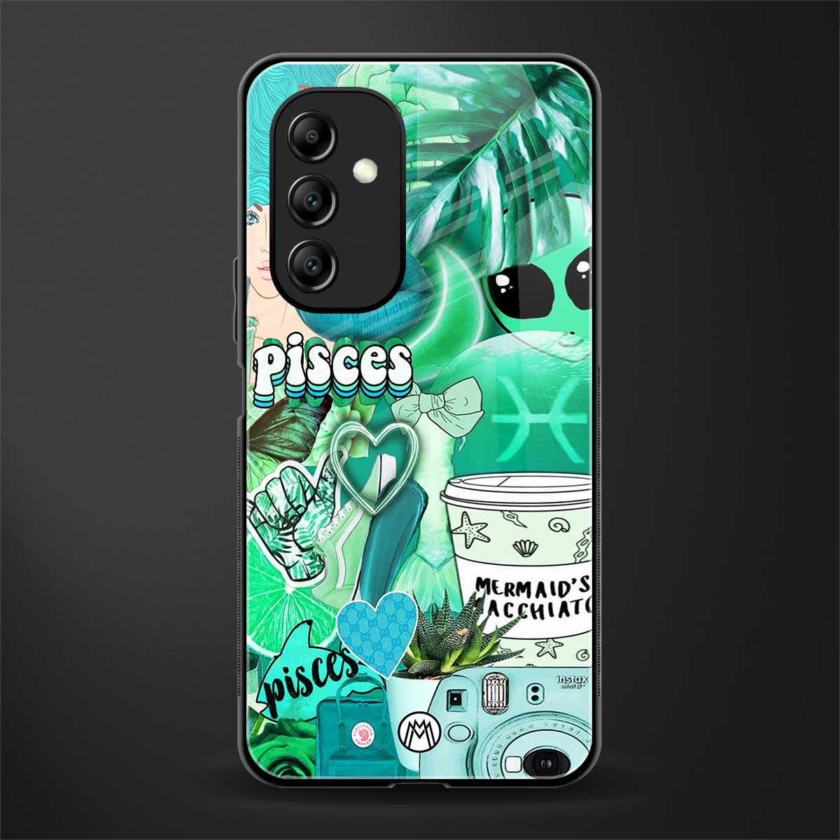 pisces aesthetic collage back phone cover | glass case for samsung galaxy a14 5g