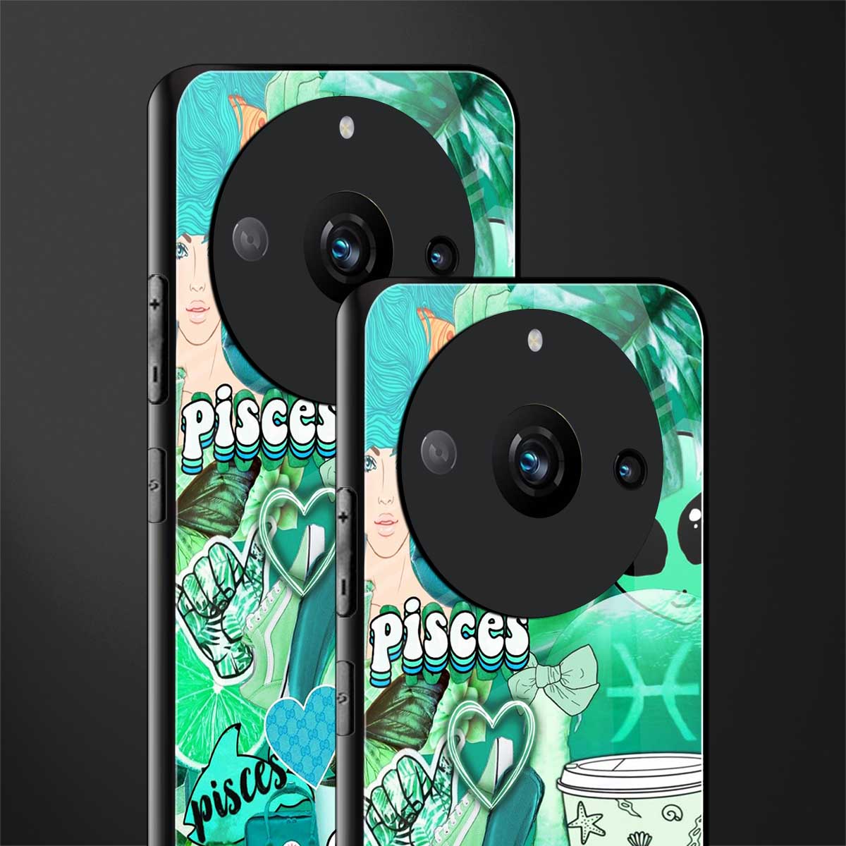 pisces aesthetic collage back phone cover | glass case for realme 11 pro 5g