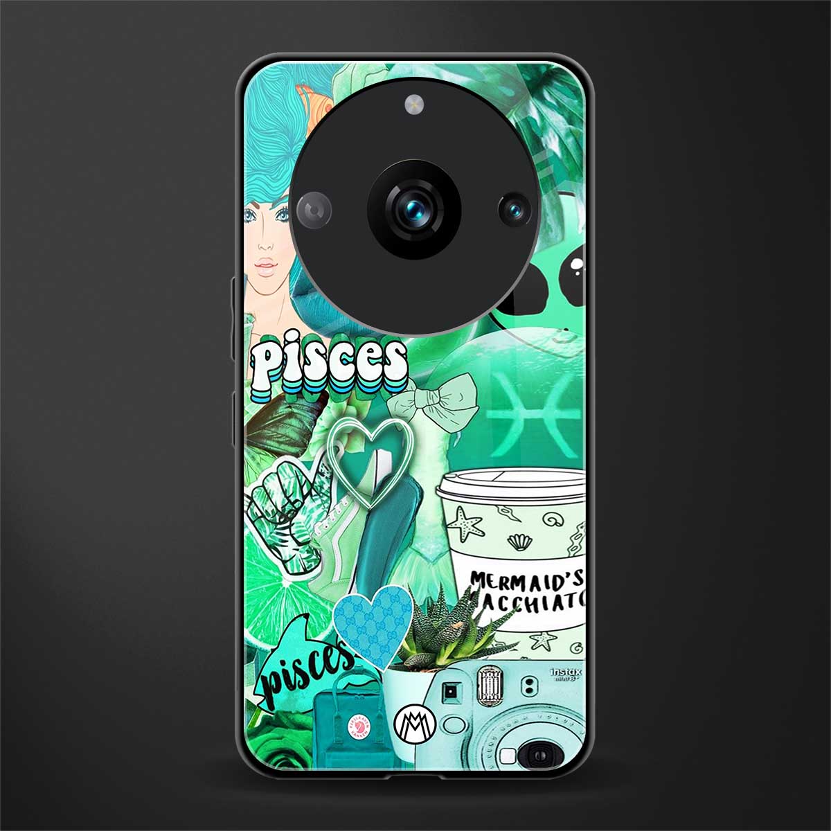 pisces aesthetic collage back phone cover | glass case for realme 11 pro 5g