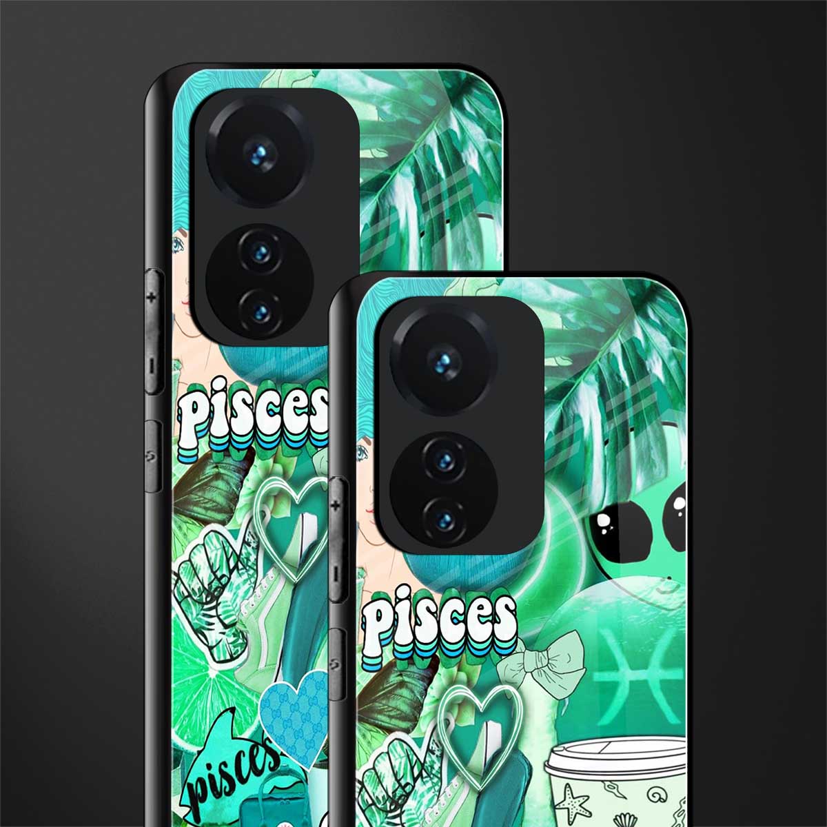 pisces aesthetic collage back phone cover | glass case for vivo t1 44w 4g