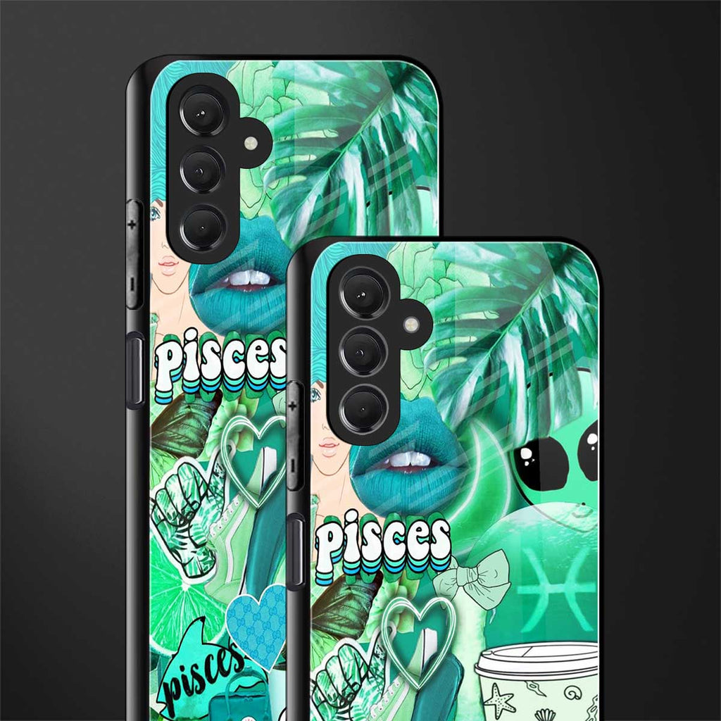 pisces aesthetic collage back phone cover | glass case for samsun galaxy a24 4g