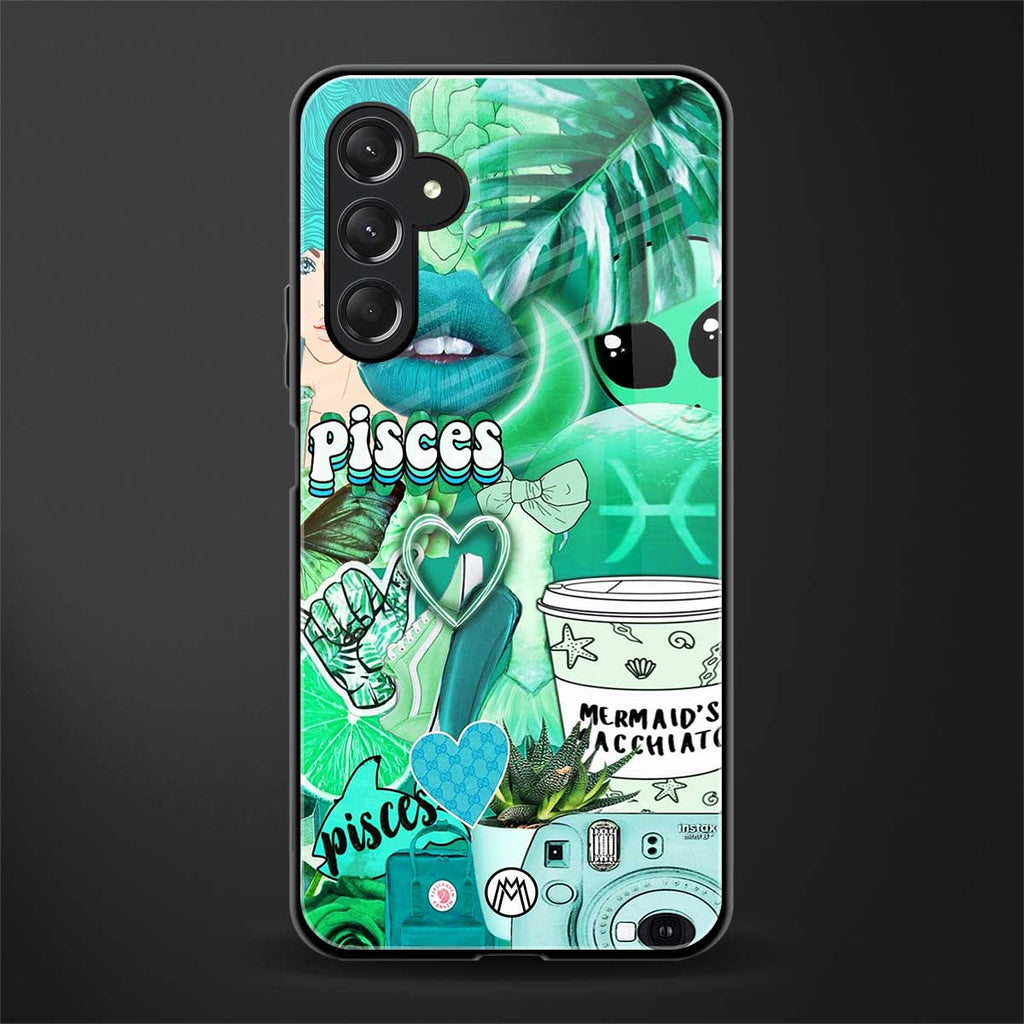 pisces aesthetic collage back phone cover | glass case for samsun galaxy a24 4g