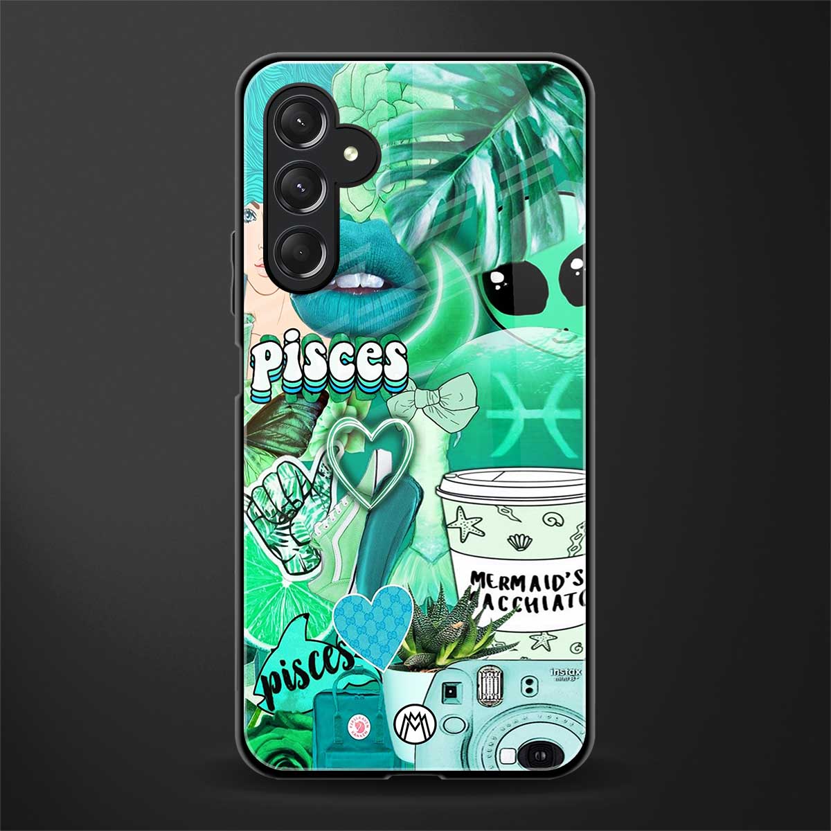 pisces aesthetic collage back phone cover | glass case for samsun galaxy a24 4g