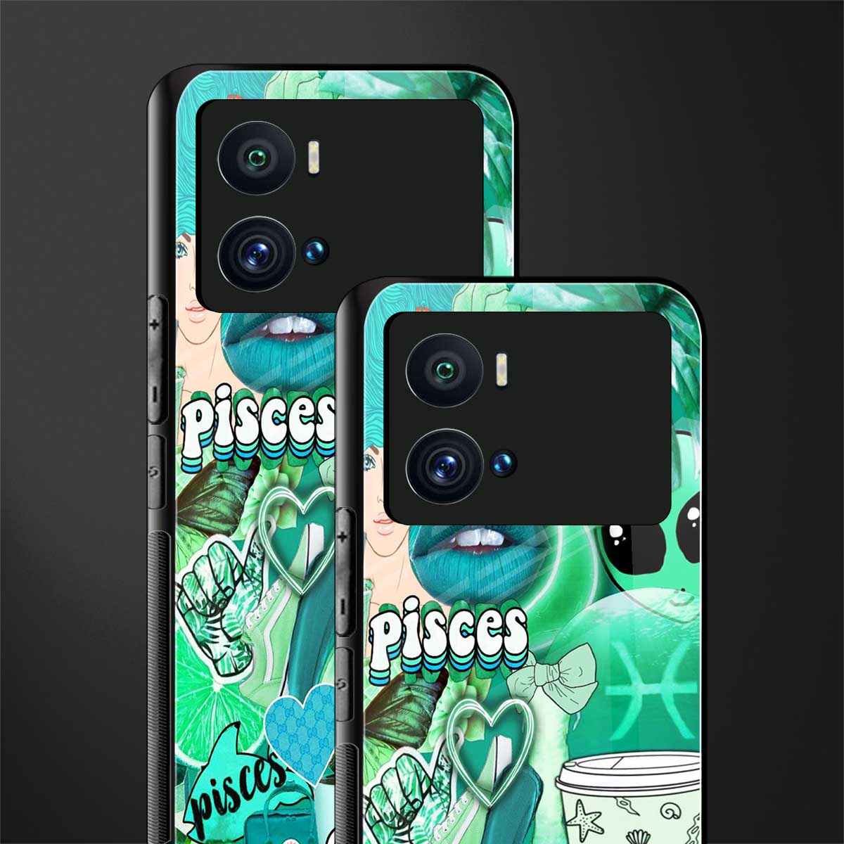 pisces aesthetic collage back phone cover | glass case for iQOO 9 Pro