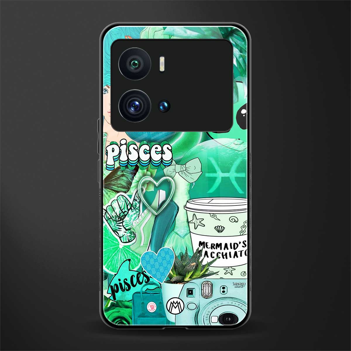 pisces aesthetic collage back phone cover | glass case for iQOO 9 Pro