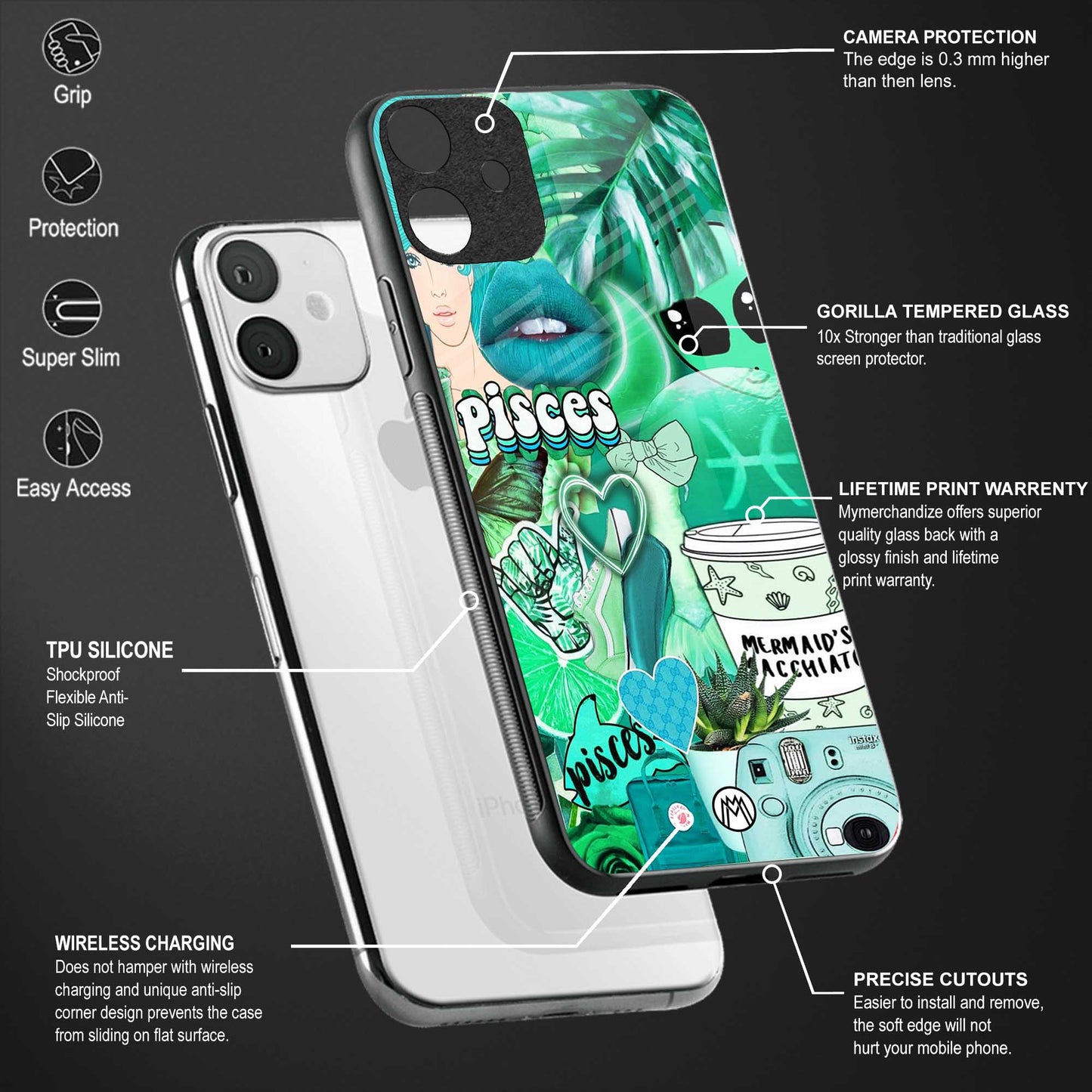 pisces aesthetic collage glass case for oneplus 7 image-4