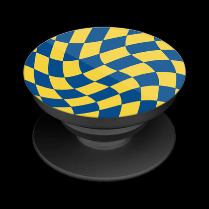 Yellow Blue Trippy Check Pattern Popholder