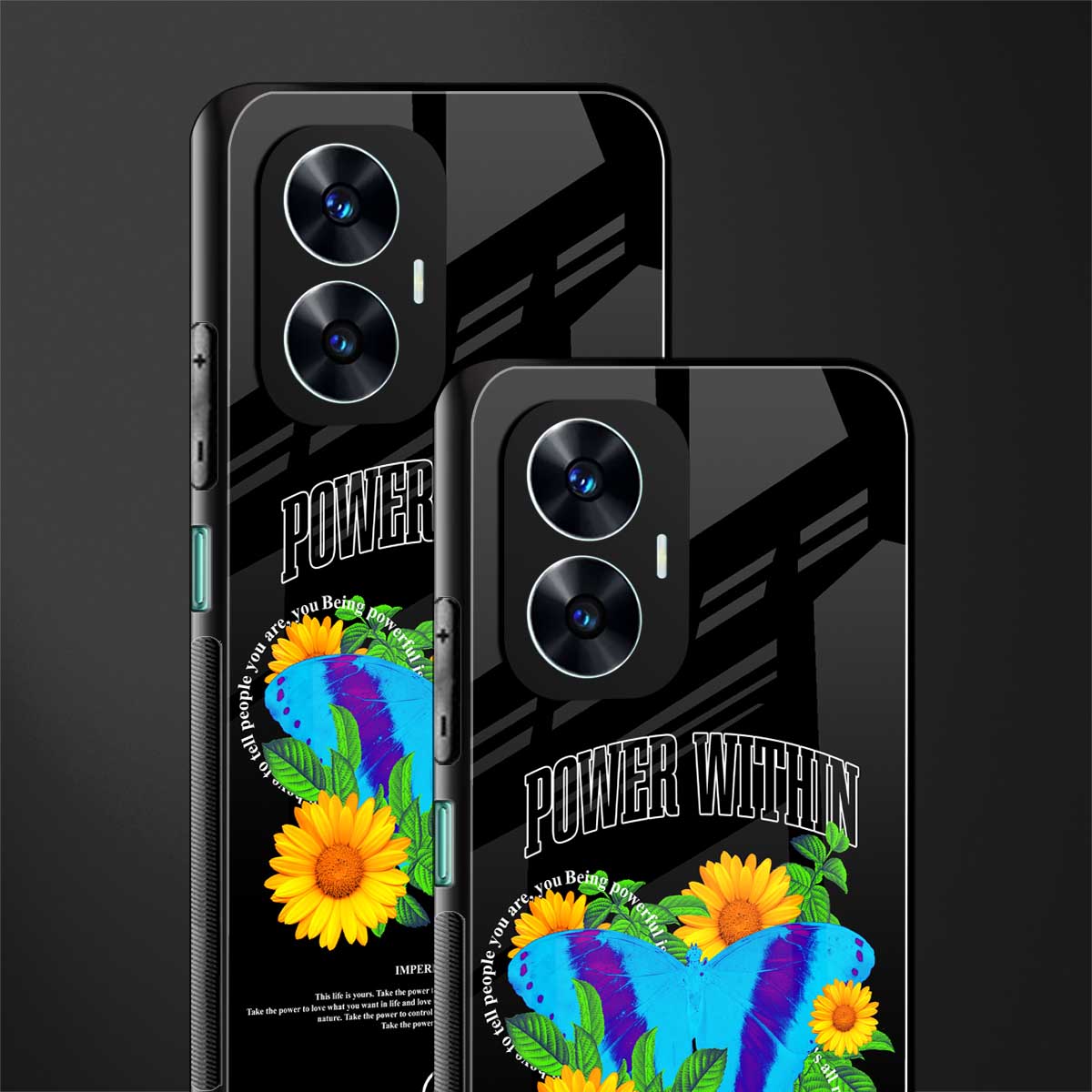 power within back phone cover | glass case for realme c55