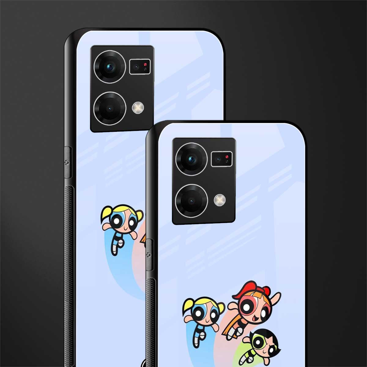 powerpuff girls cartoon back phone cover | glass case for oppo f21 pro 4g
