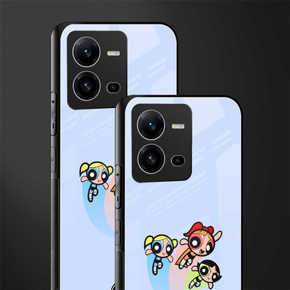powerpuff girls cartoon back phone cover | glass case for vivo v25-5g