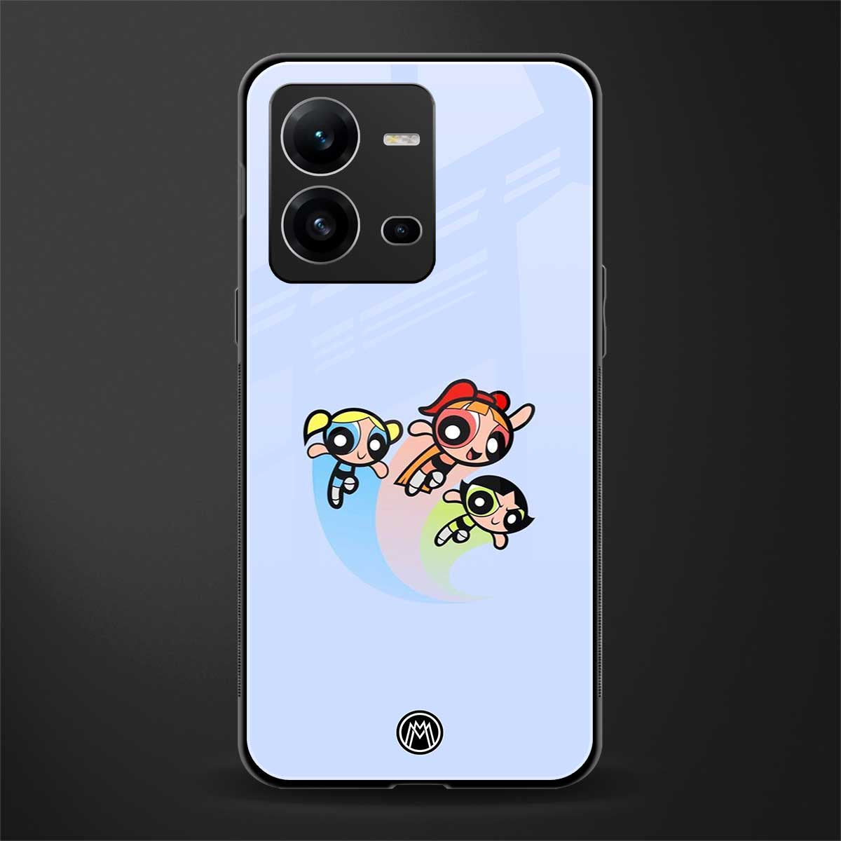 powerpuff girls cartoon back phone cover | glass case for vivo v25-5g