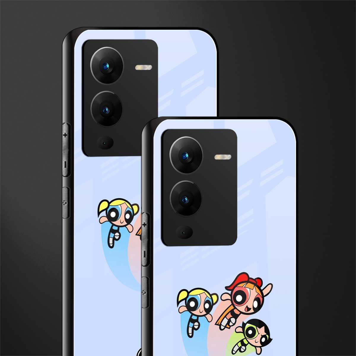 powerpuff girls cartoon back phone cover | glass case for vivo v25 pro 5g