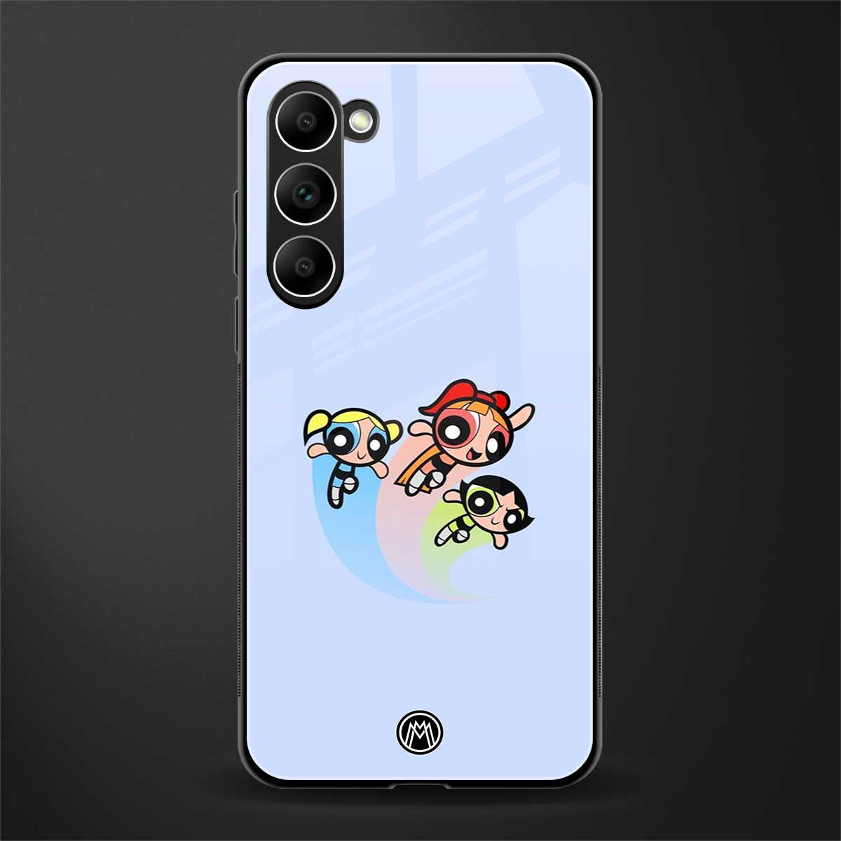 powerpuff girls cartoon glass case for phone case | glass case for samsung galaxy s23 plus