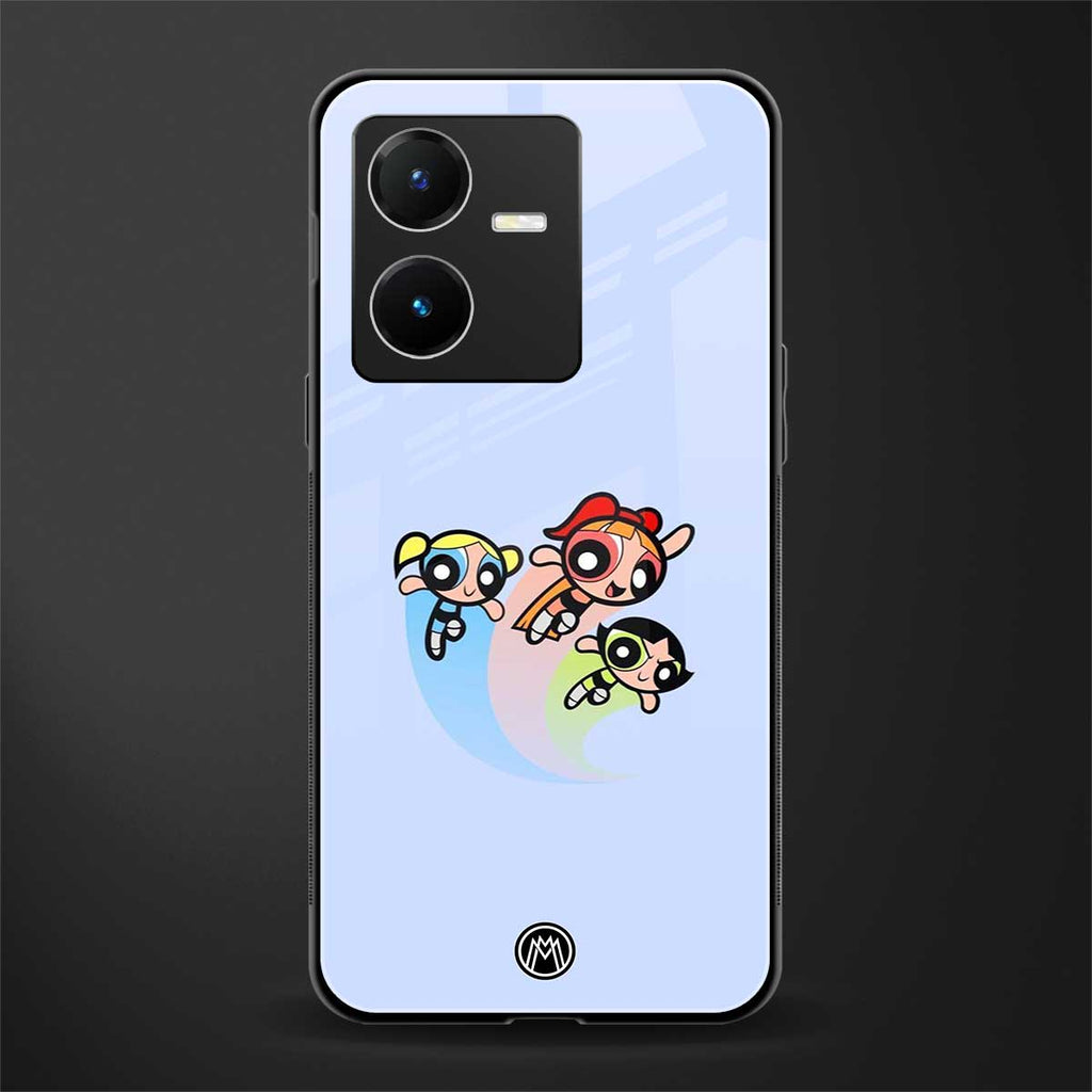 powerpuff girls cartoon back phone cover | glass case for vivo y22