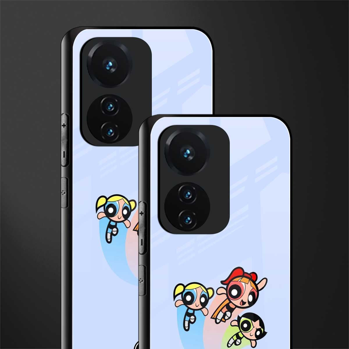 powerpuff girls cartoon back phone cover | glass case for vivo t1 44w 4g