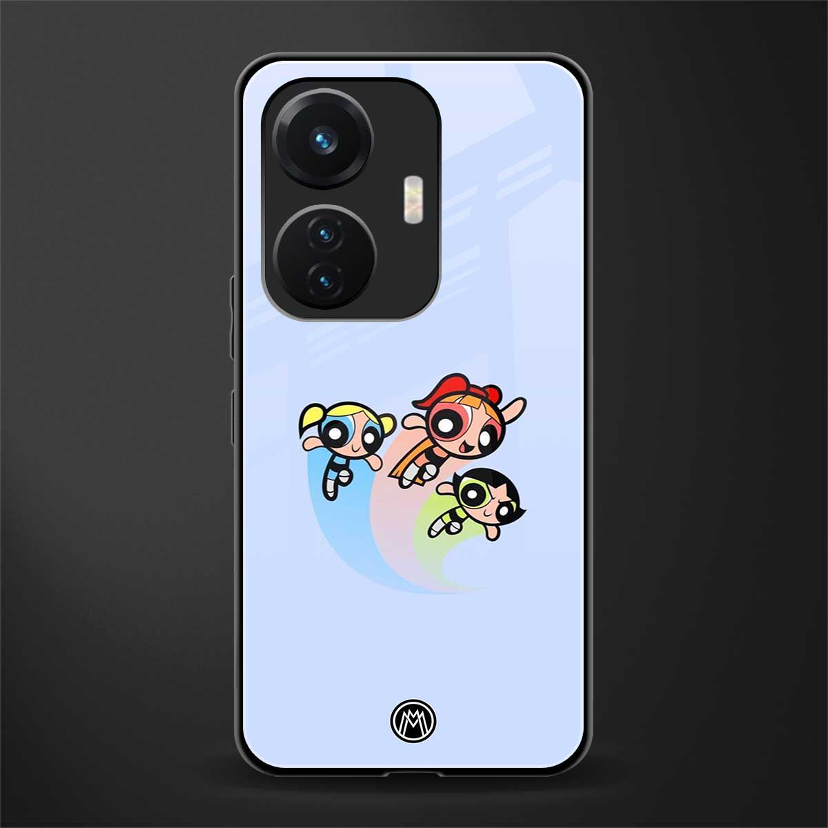 powerpuff girls cartoon back phone cover | glass case for vivo t1 44w 4g