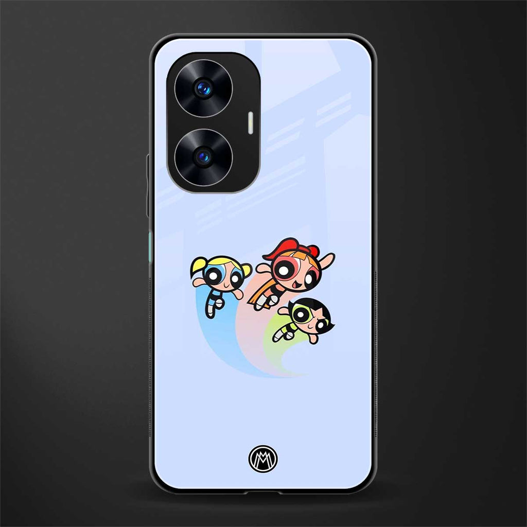 powerpuff girls cartoon back phone cover | glass case for realme c55