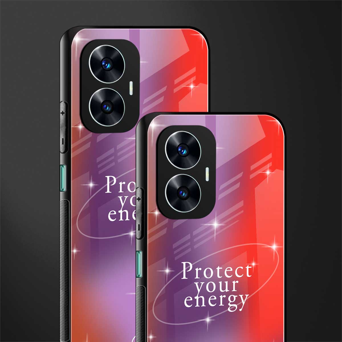 protect your energy back phone cover | glass case for realme c55