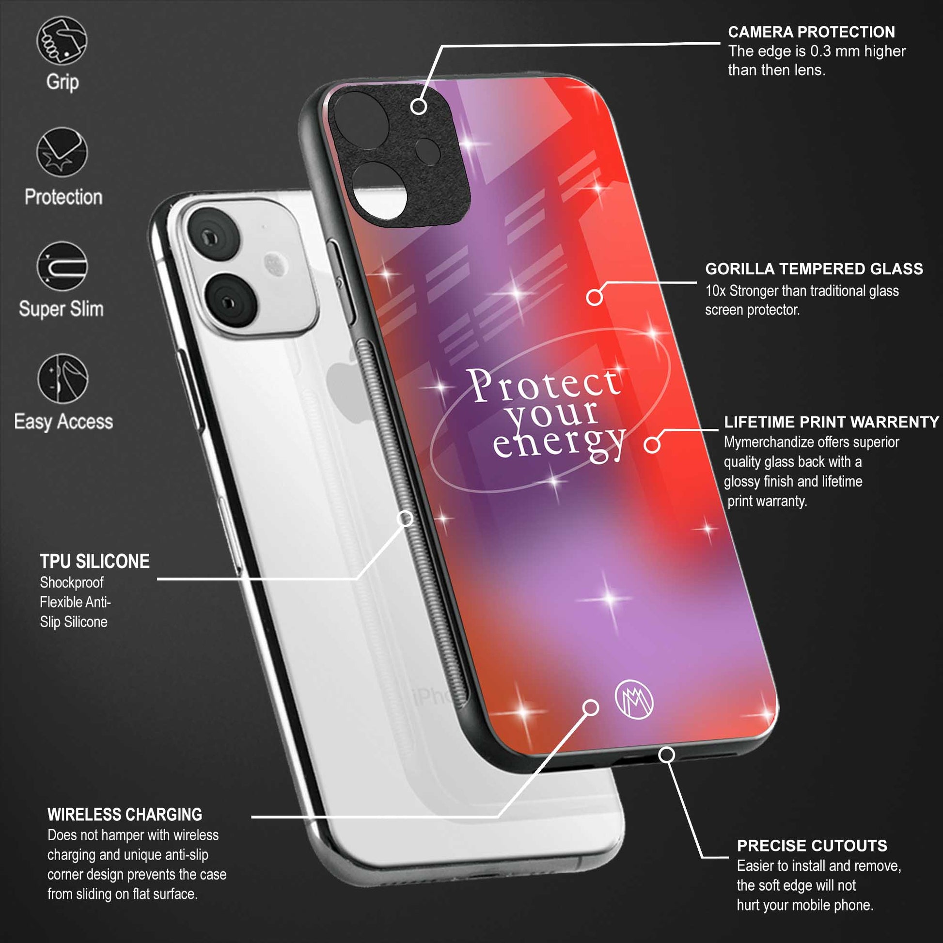 protect your energy back phone cover | glass case for vivo y73
