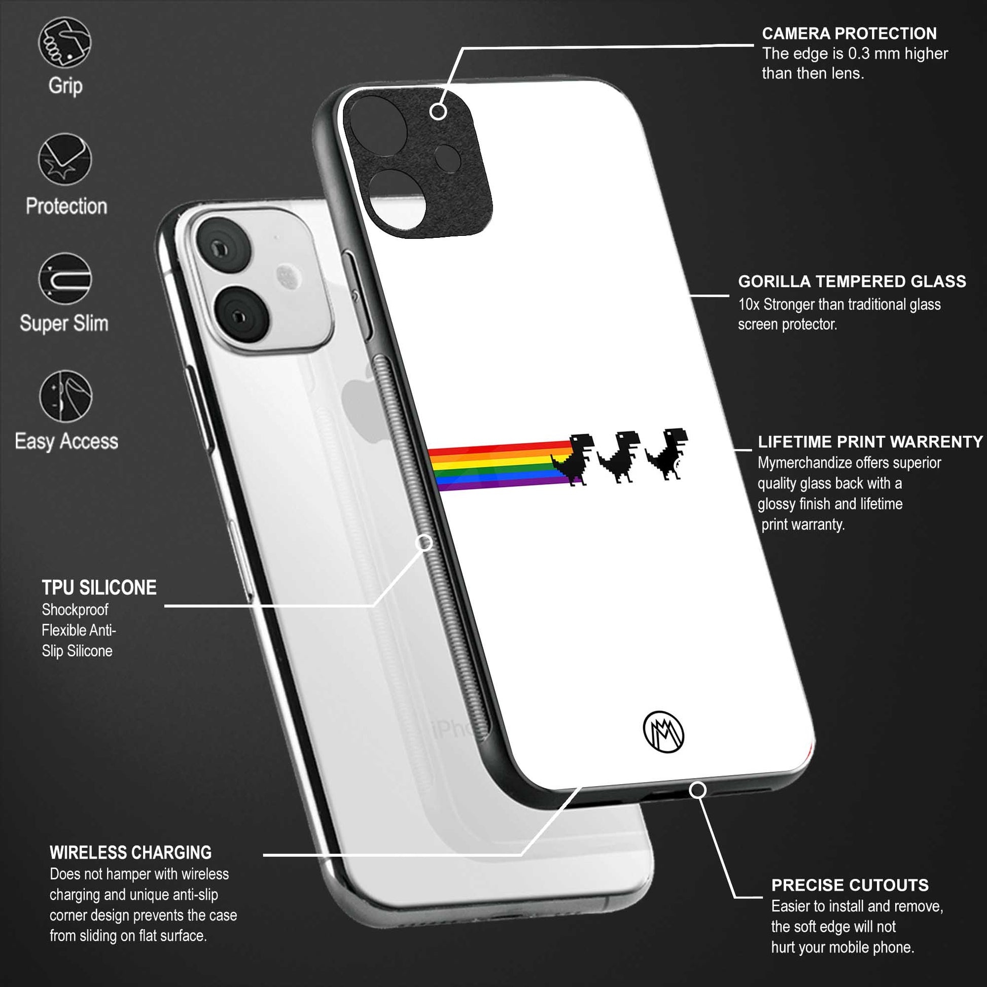 proud dinosaurs back phone cover | glass case for vivo t1 44w 4g