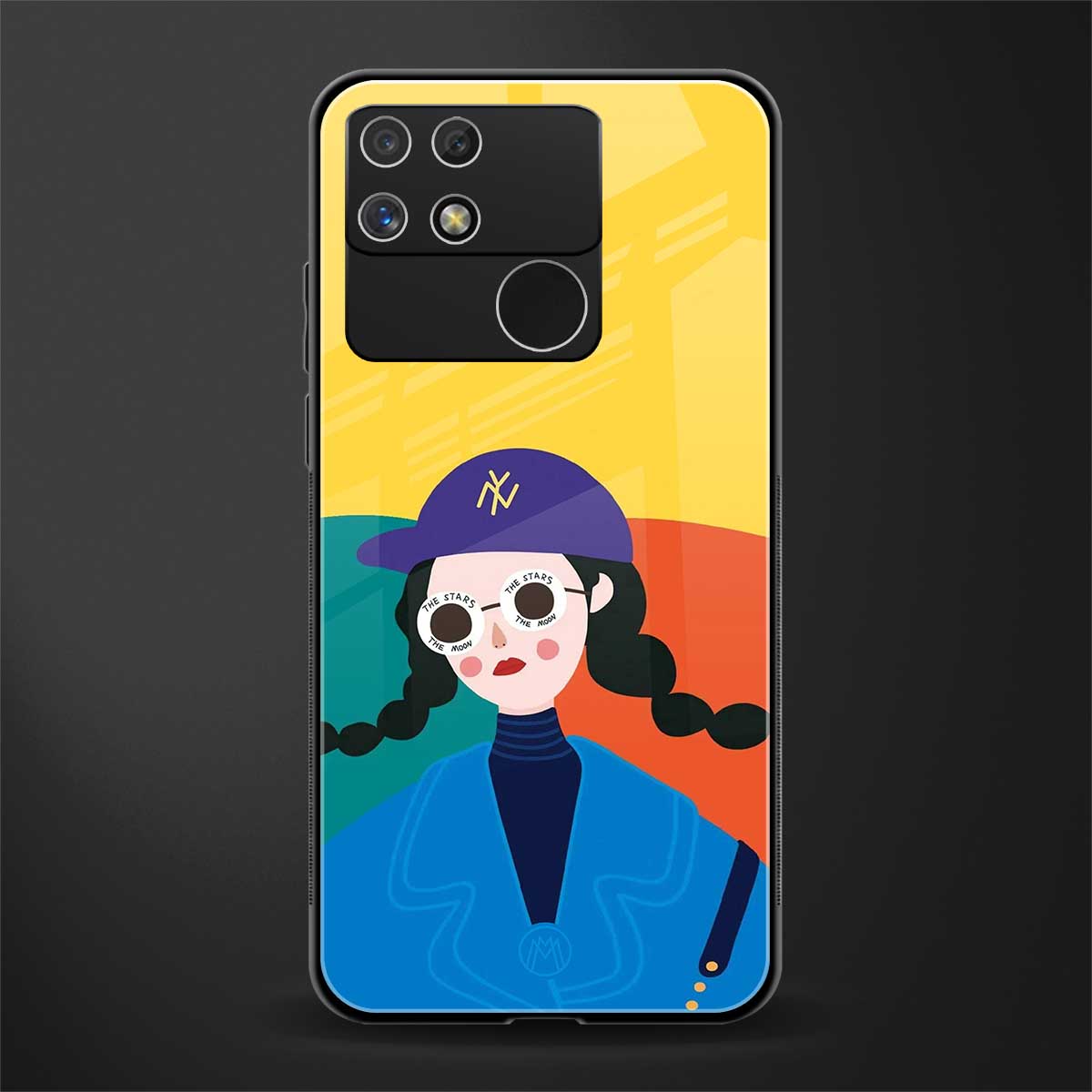 psychedelic chic back phone cover | glass case for realme narzo 50a