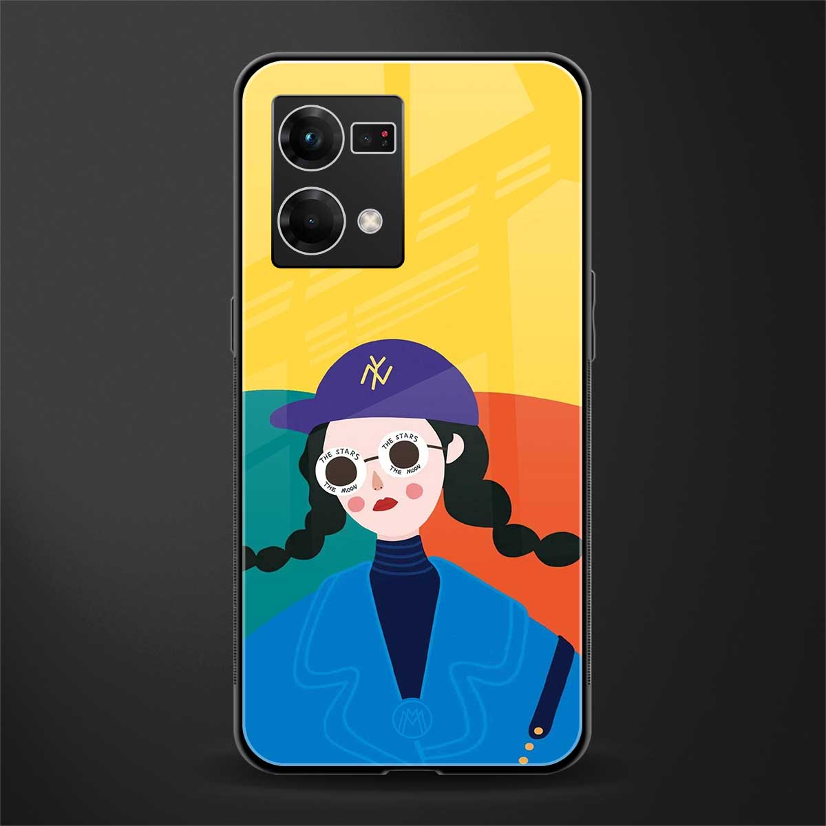 psychedelic chic back phone cover | glass case for oppo f21 pro 4g